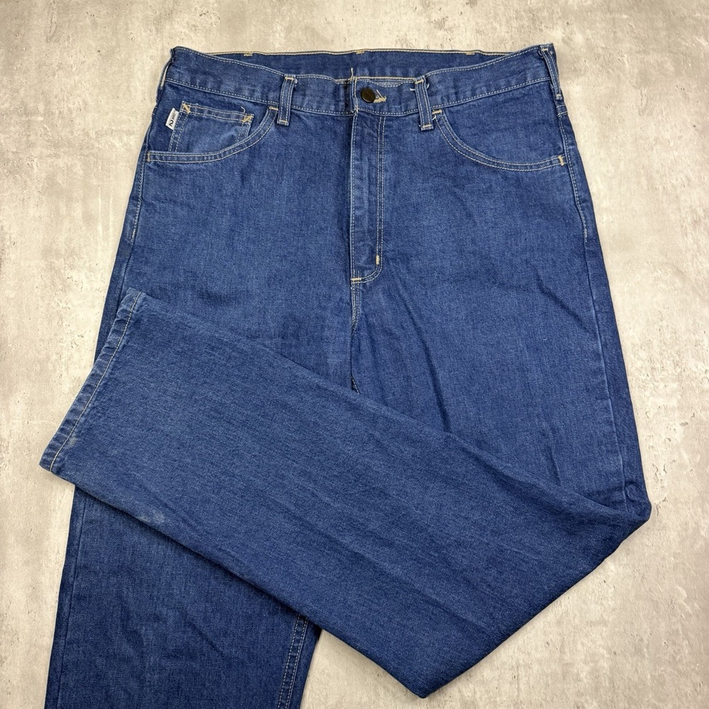 Carhartt FR Cat 2 Mens 35X32 Blue Cargo Carpenter Flame Resistant FRB100DNM
